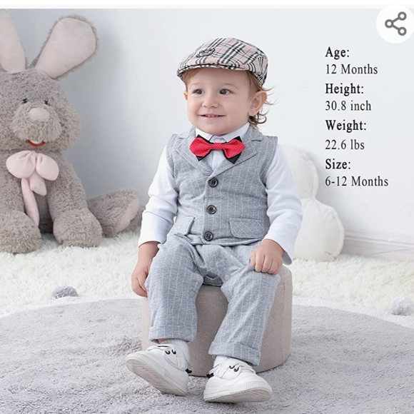 💜3/$30🆕️HOSUKKO Grey Baby Boy Suit(80=24 Months) - Picture 2 of 7